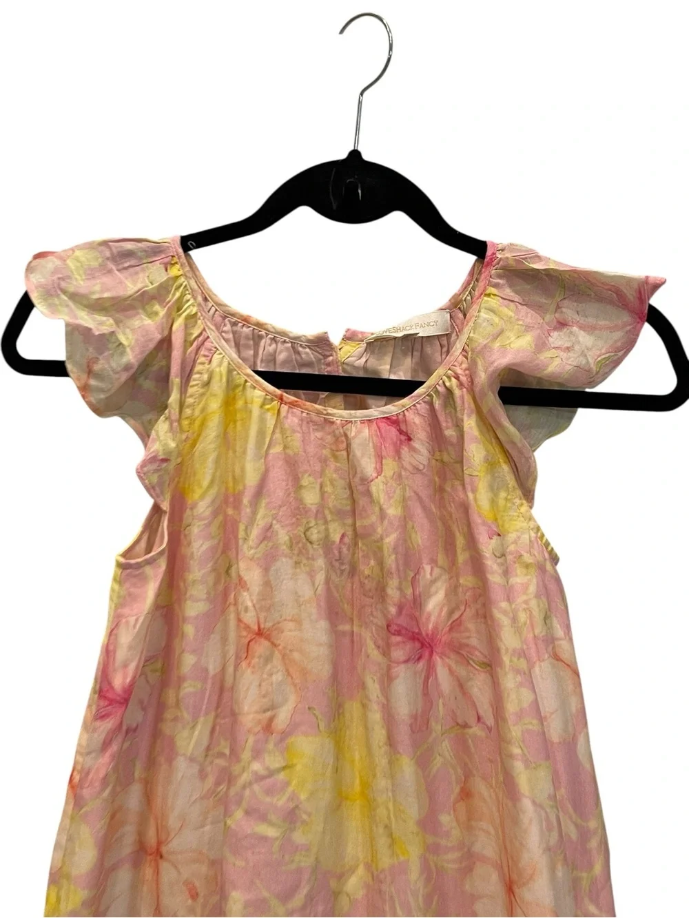 LoveShackFancy Pink Floral Flutter-Sleeve dress for Kids 2/8yrs
